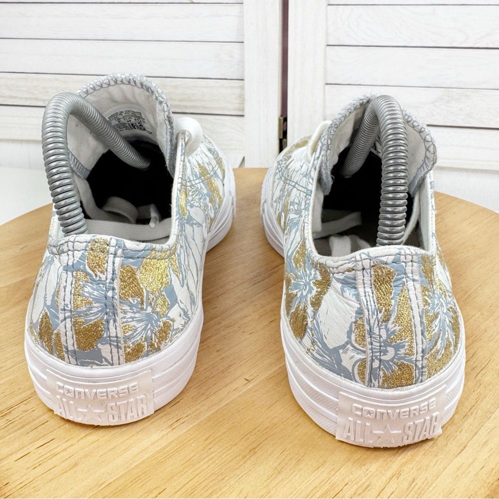 Converse Pat Bo Chuck Taylor Ox Floral Embroidered Leather Sneakers Blue Gold 8 - Picture 6 of 11